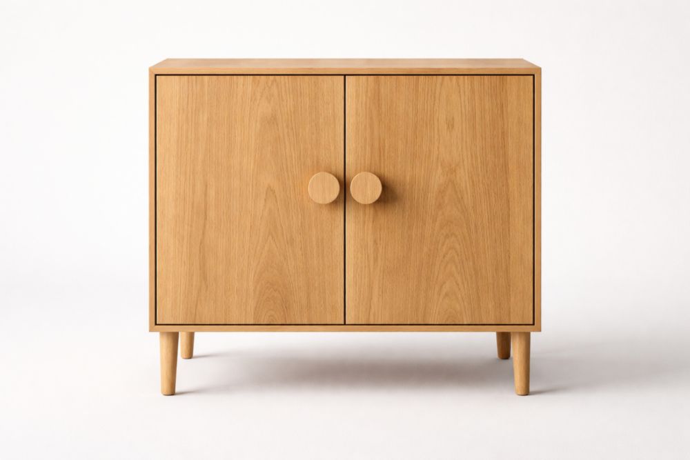 Wooden Cabinet with Two Doors Natural Oak 80cm x 40cm x 70cm