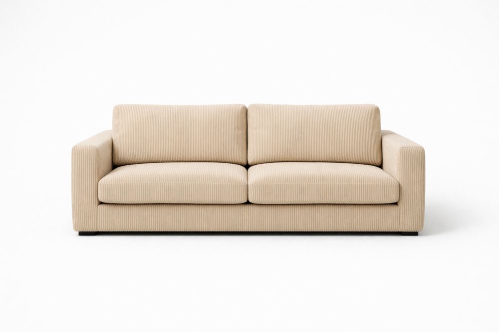 Beige Corduroy Fabric Sofa 3-Seater 210cm