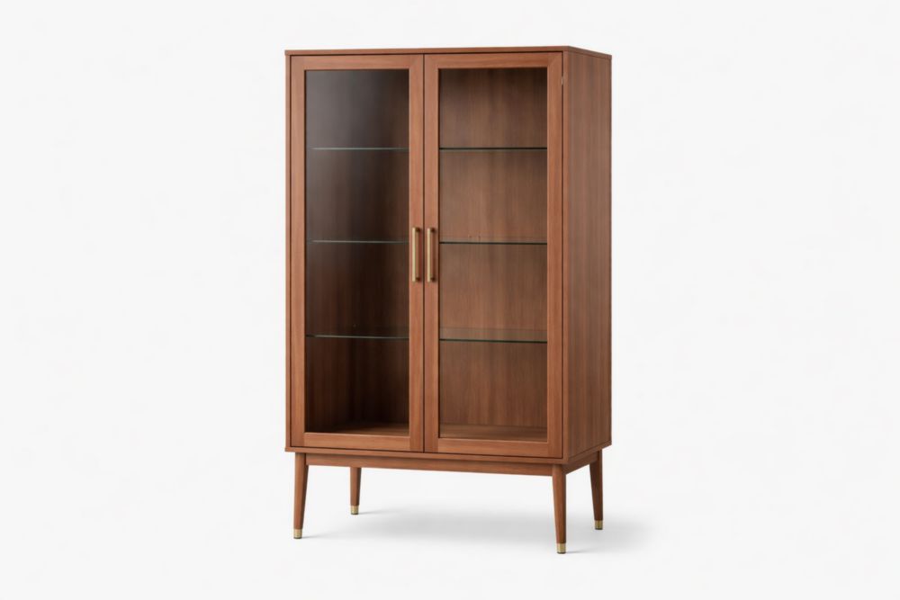 Wood Display Cabinet with Glass Doors and Shelves 120cm x 80cm x 40cm