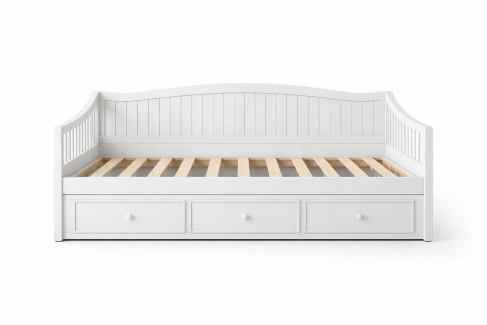 White Wooden Daybed with Storage Drawers
