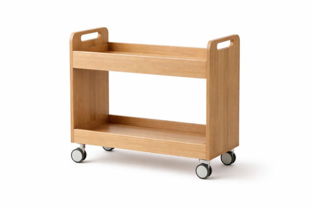 Wooden Rolling Cart with Two Shelves