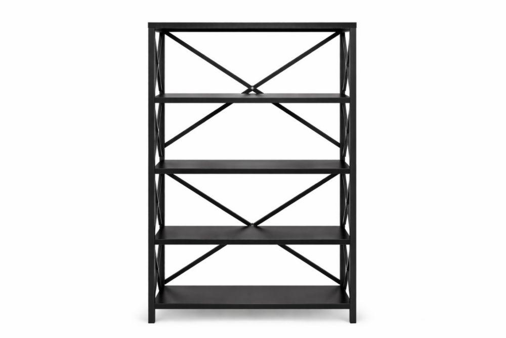 Black Metal 5-Tier Bookshelf 162cm