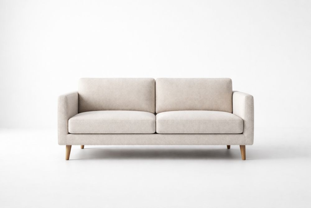 Beige Fabric Sofa with Wooden Legs 180cm