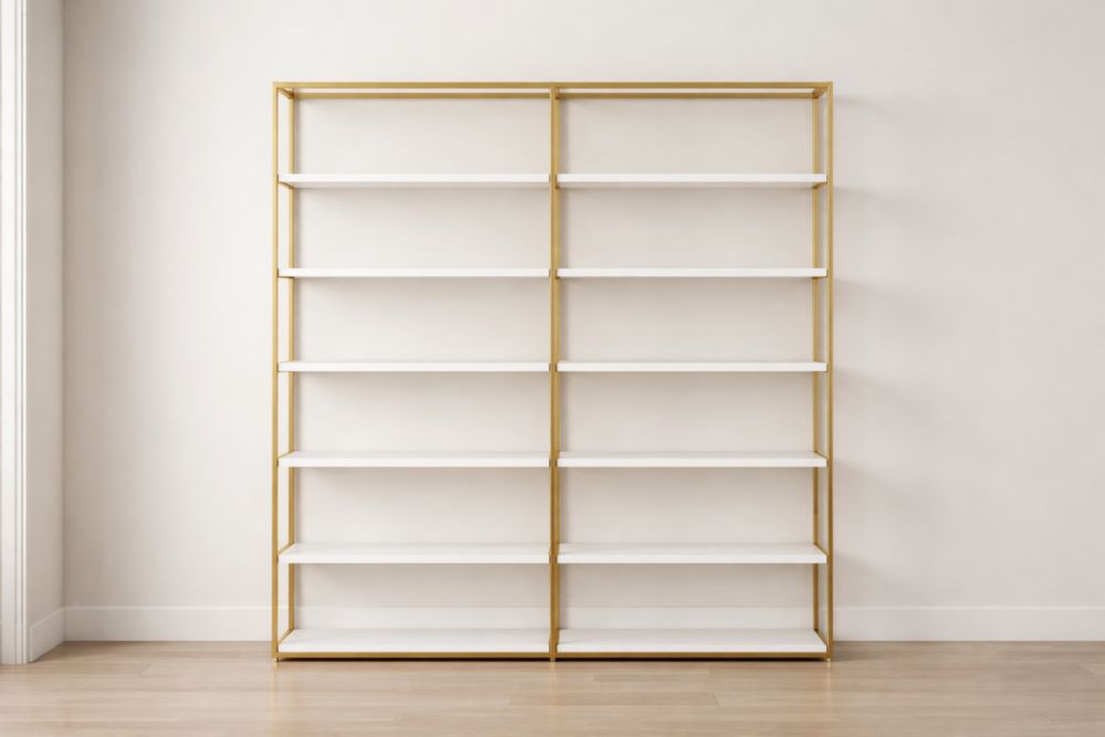 Double Shelf Unit MDF Steel Frame 200x180x35cm