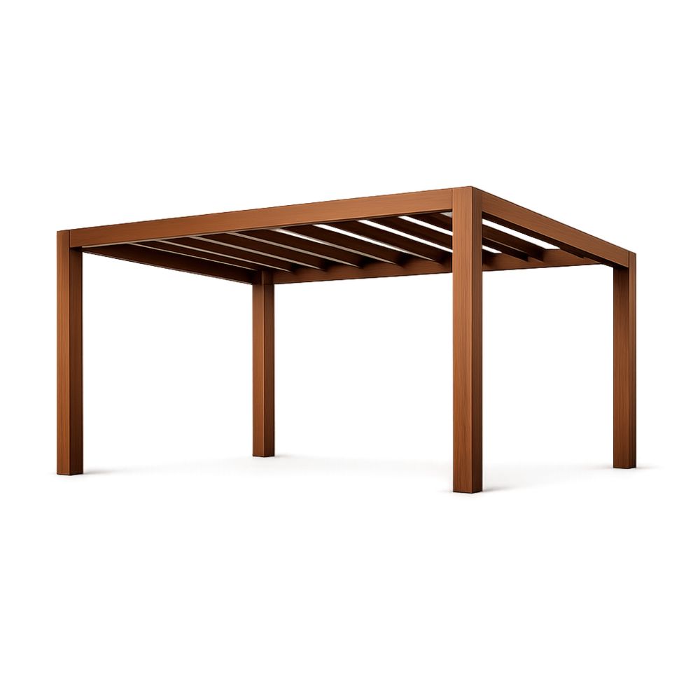 Outdoor Aluminum Pergola Brown 300cm x 300cm x 240cm-Decorivano