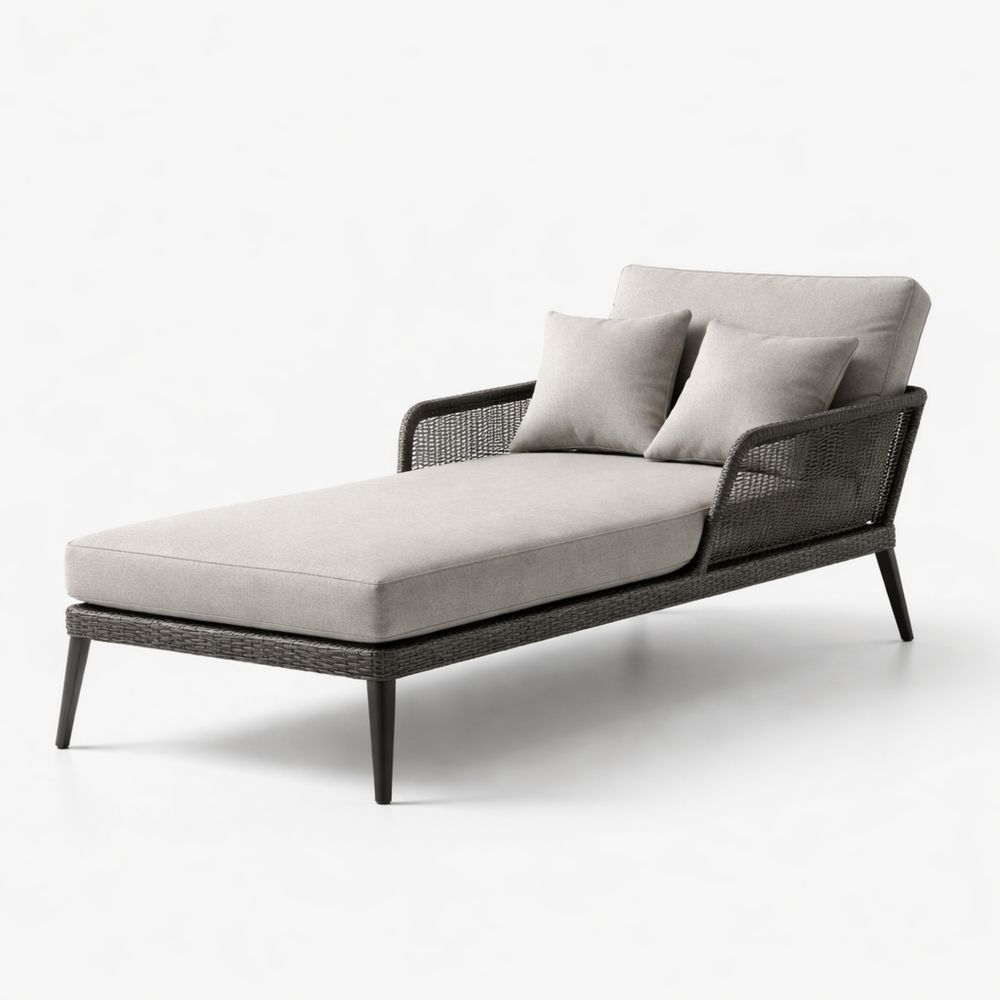 Outdoor Chaise Lounge with Cushions Polypropylene Frame Gray Upholstery-Decorivano