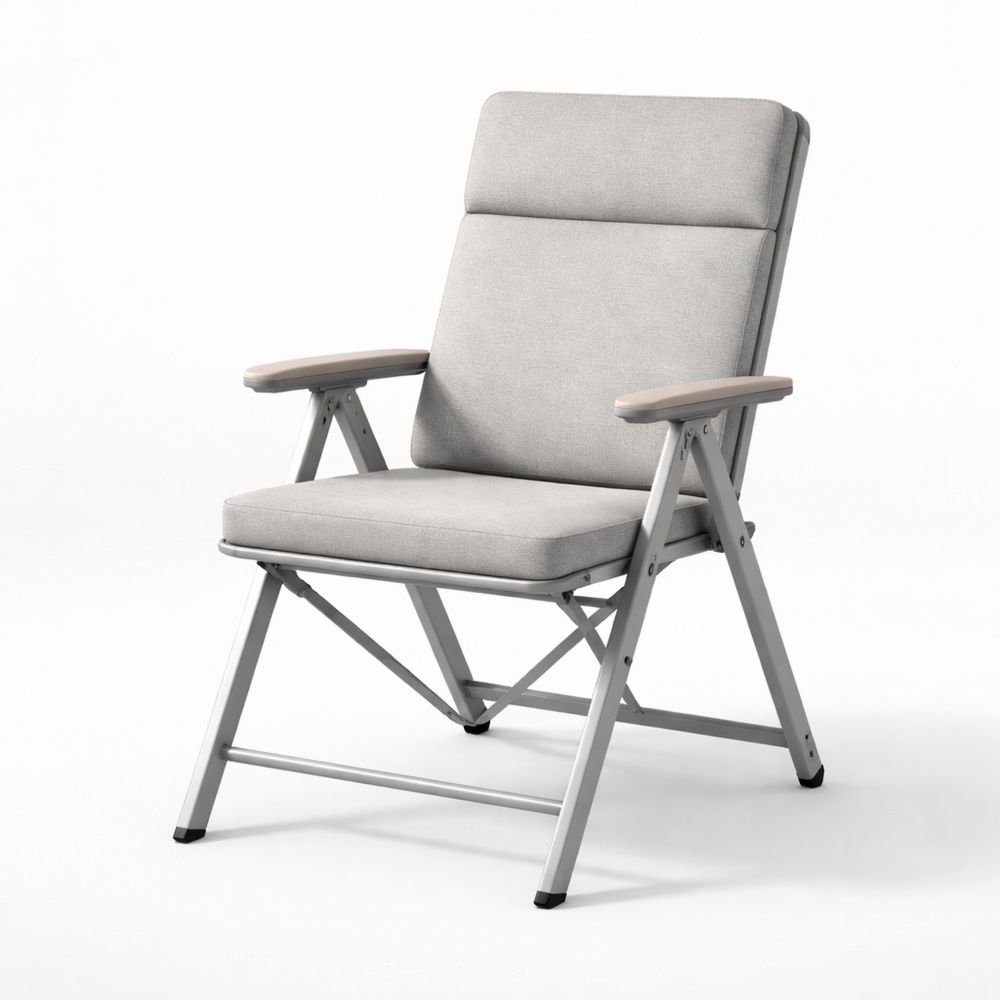 Outdoor Folding Chair with Adjustable Backrest Grey Aluminum Frame-Decorivano