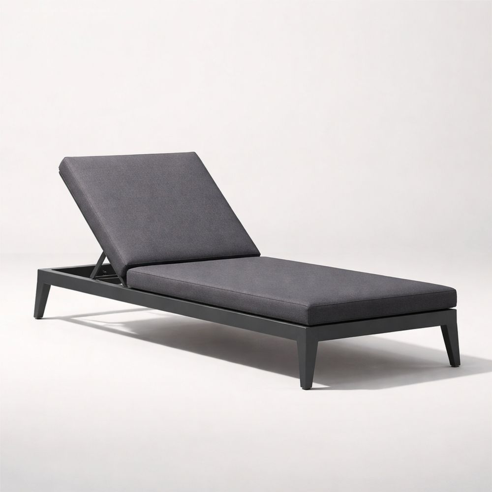 Outdoor Adjustable Chaise Lounge Grey Aluminum Frame Polyester Fabric-Decorivano