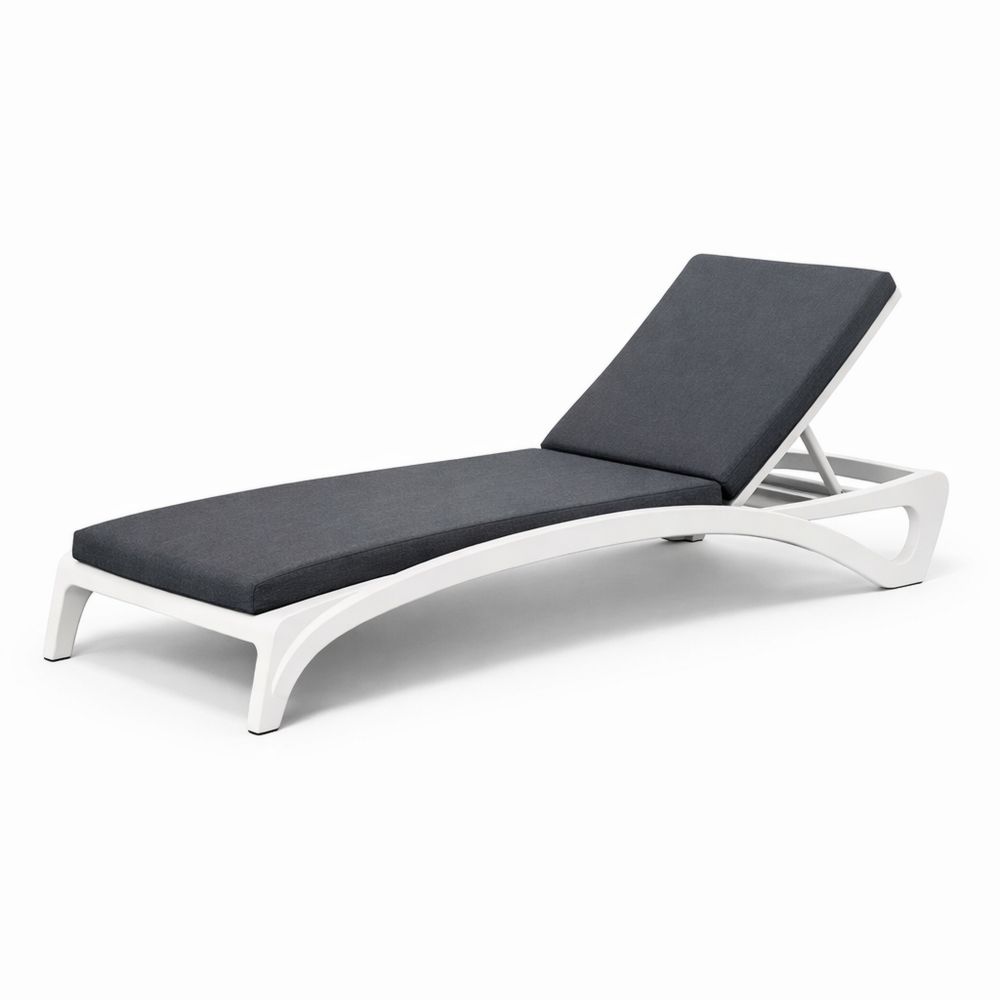 Outdoor Sun Lounger with Adjustable Recline and Polyester Cushion 196cm Length-Decorivano