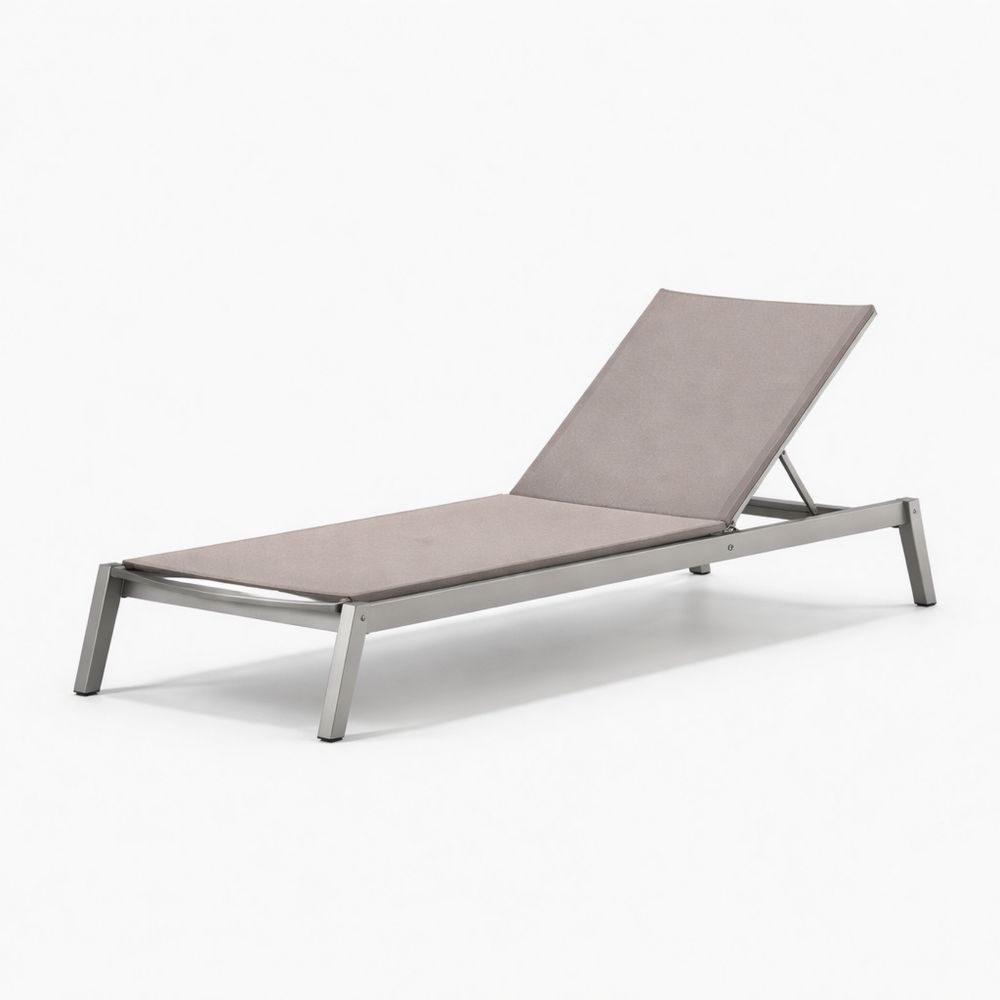 Adjustable Aluminum Sun Lounger Grey Textilene 200cm-Decorivano