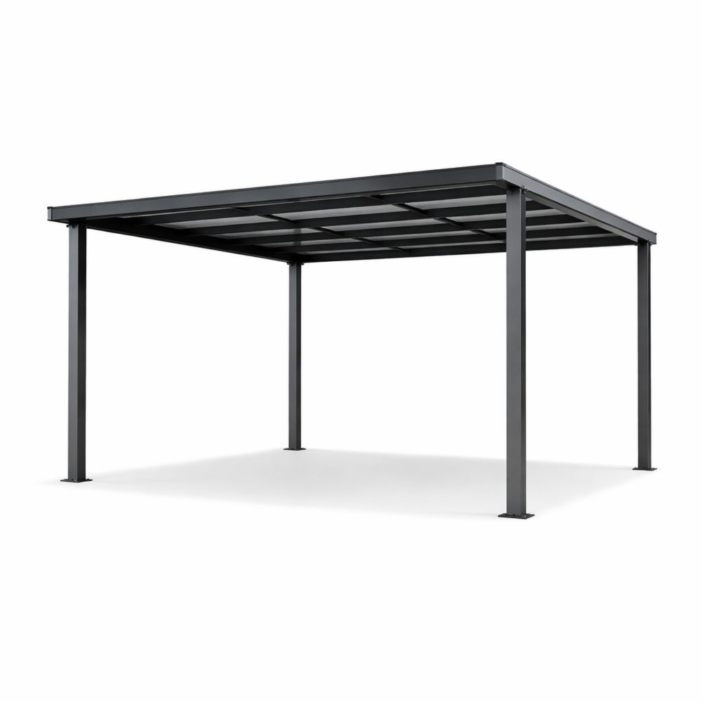 Outdoor Gazebo Steel Frame Canopy with Polycarbonate Panels 400cm x 300cm x 250cm Black-Decorivano