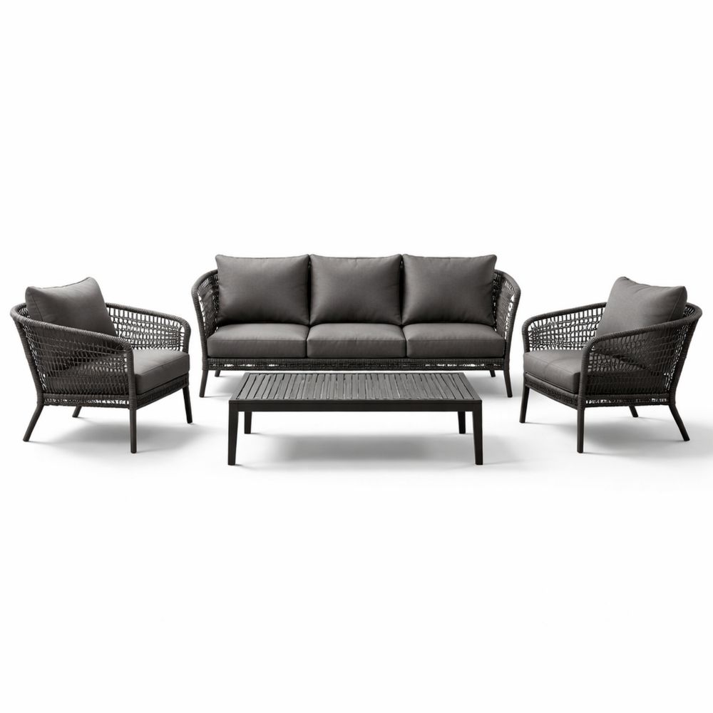 Outdoor Patio Furniture Set with Cushion Seating and Coffee Table-Decorivano