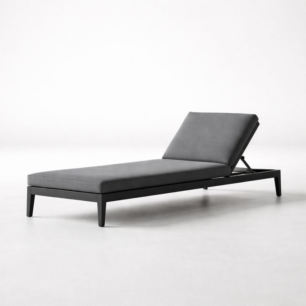 Gray Outdoor Chaise Lounge Chair Aluminum Frame 200cm-Decorivano