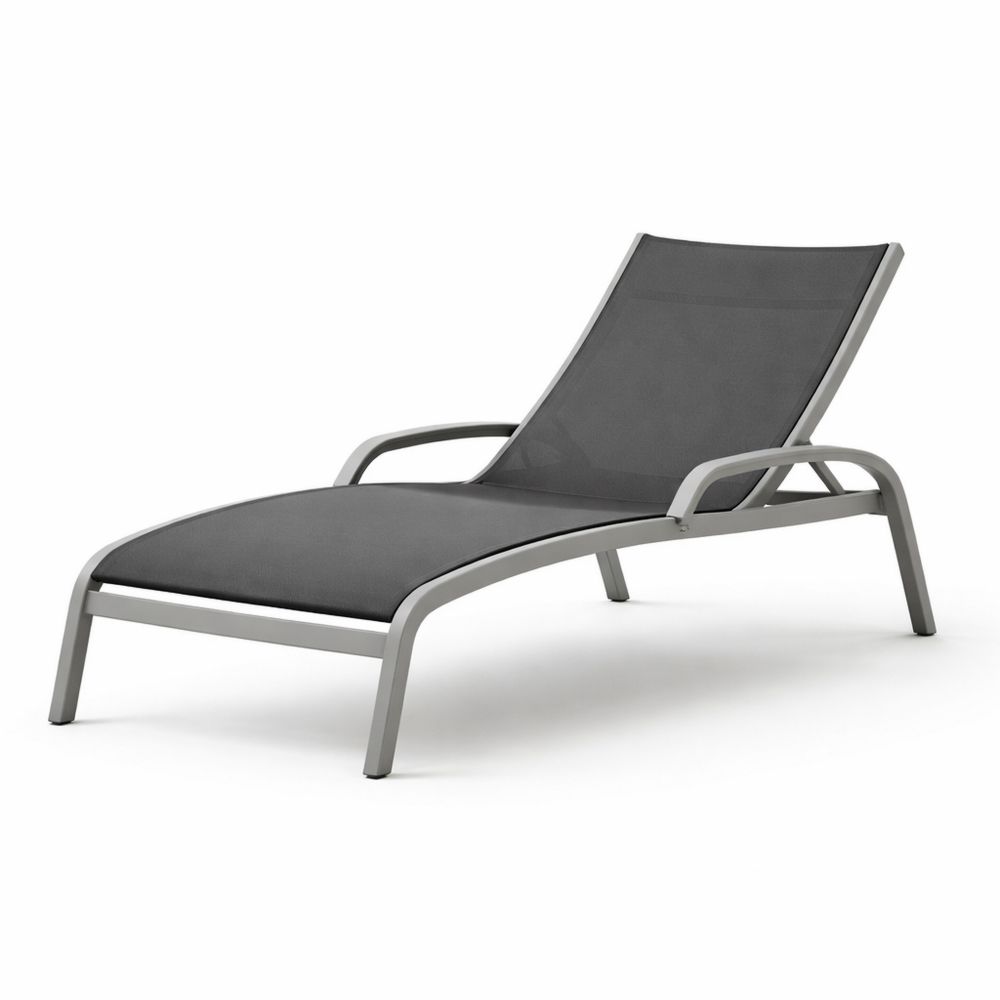 Gray Aluminum Mesh Outdoor Chaise Lounge Chair-Decorivano
