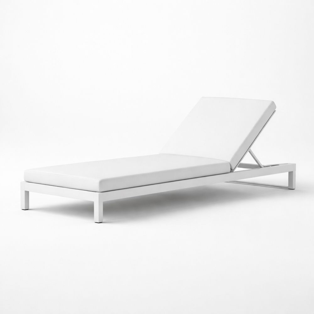 White Aluminum Outdoor Adjustable Chaise Lounge 200cm-Decorivano