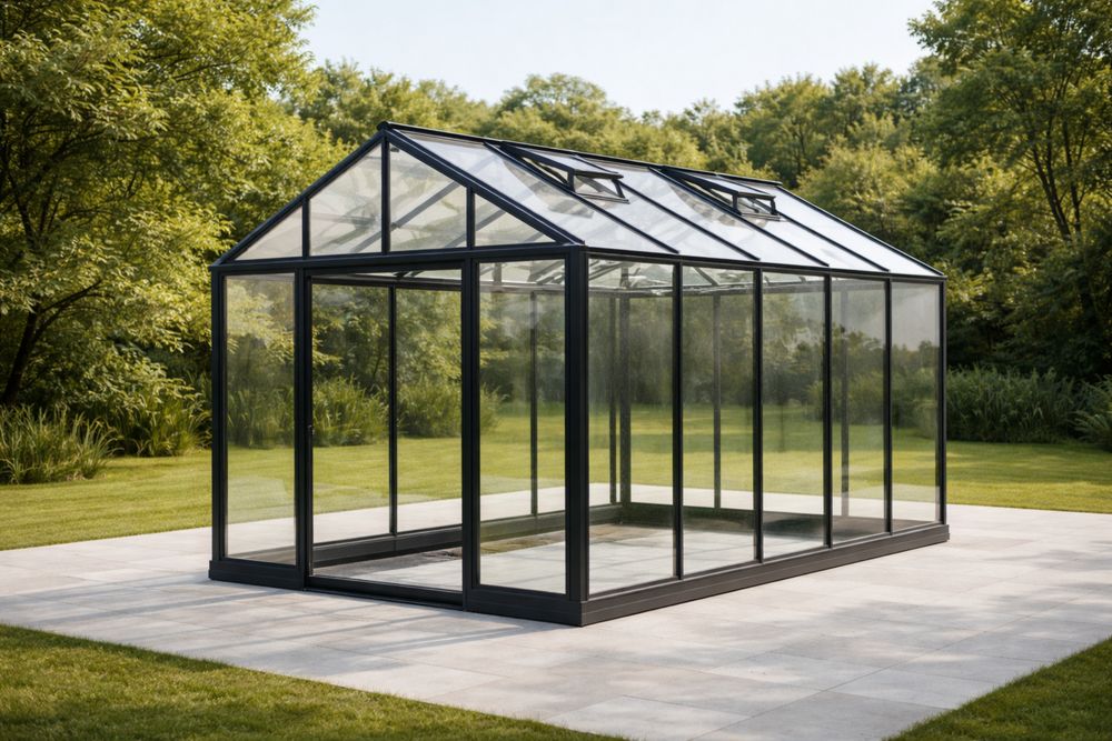 Aluminum Greenhouse with Tempered Glass Panels 400x300x250 cm-Lumestio