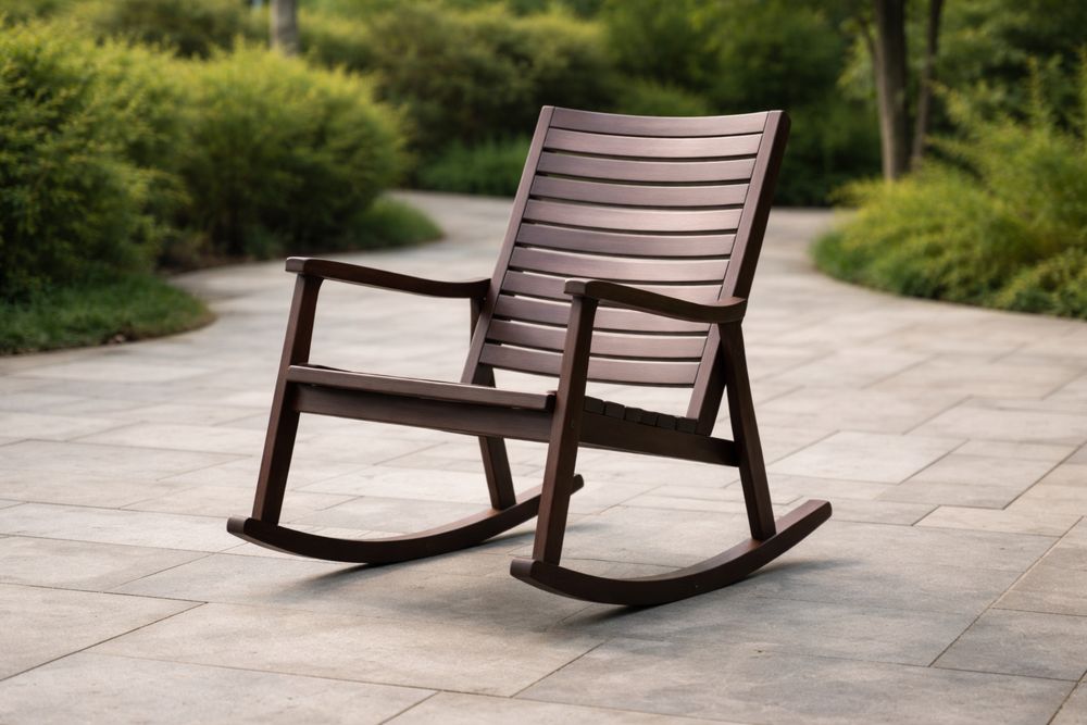 Wooden Brown Outdoor Rocking Chair-Lumestio
