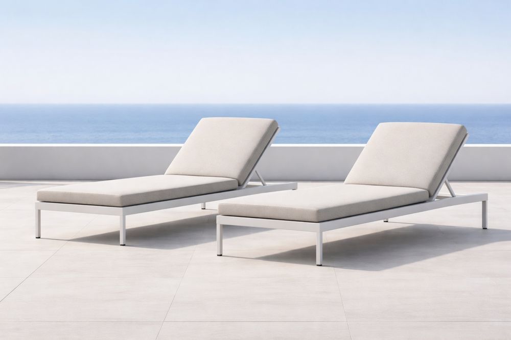 Outdoor Sun Lounger Set Aluminum Frame Beige Cushions-Lumestio