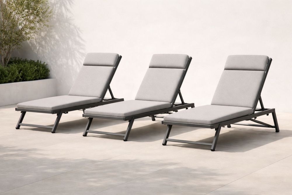 Outdoor Aluminum Chaise Lounge Set with Polyester Cushions-Lumestio