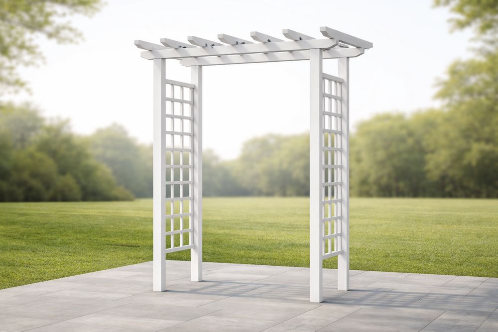 White Vinyl Garden Arbor Trellis Pergola Outdoor 218cm x 107cm x 220cm-Lumestio
