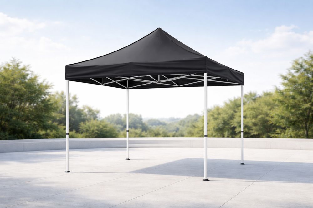 Black Polyester Outdoor Canopy Tent with Steel Frame 3m x 3m×2.5m-Lumestio