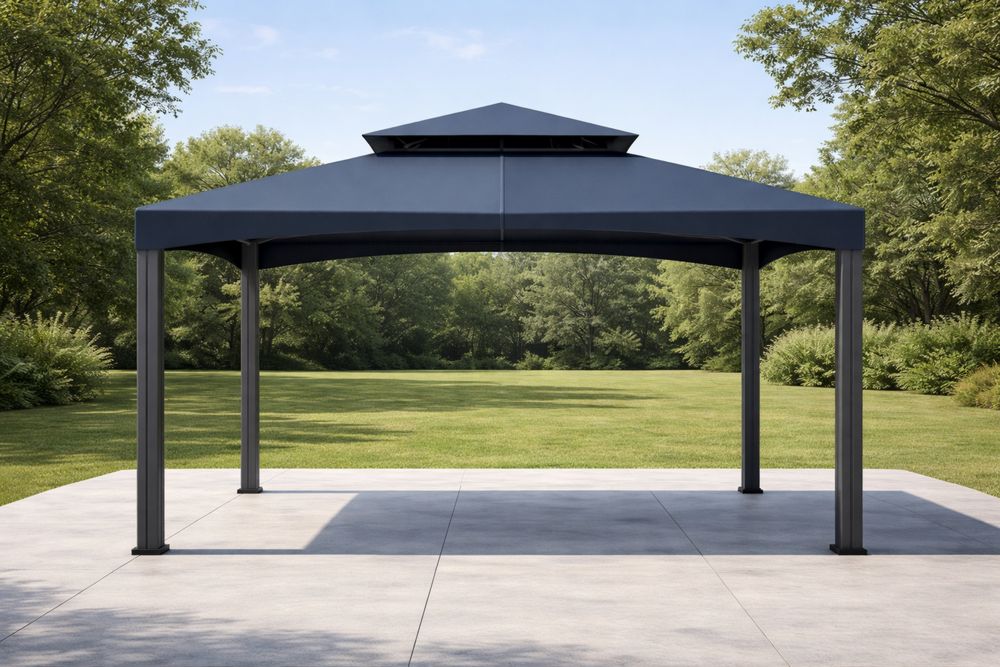 Outdoor Gazebo with Steel Frame and Polyester Roof 3mx3m×2.7m-Lumestio