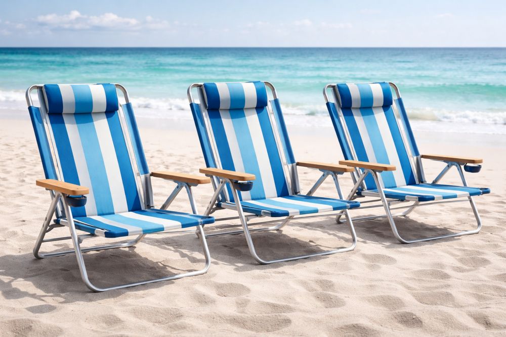 Blue Adjustable Folding Beach Chairs with Aluminum Frame-Lumestio