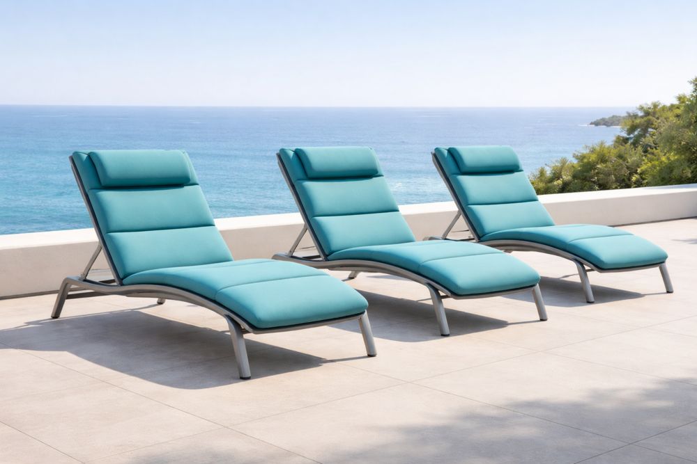 Outdoor Aluminum Chaise Lounge Set Turquoise Adjustable-Lumestio