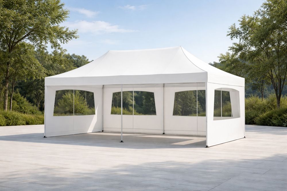 White Outdoor Event Tent 6m x 4m×3m Polyester Steel Frame-Lumestio