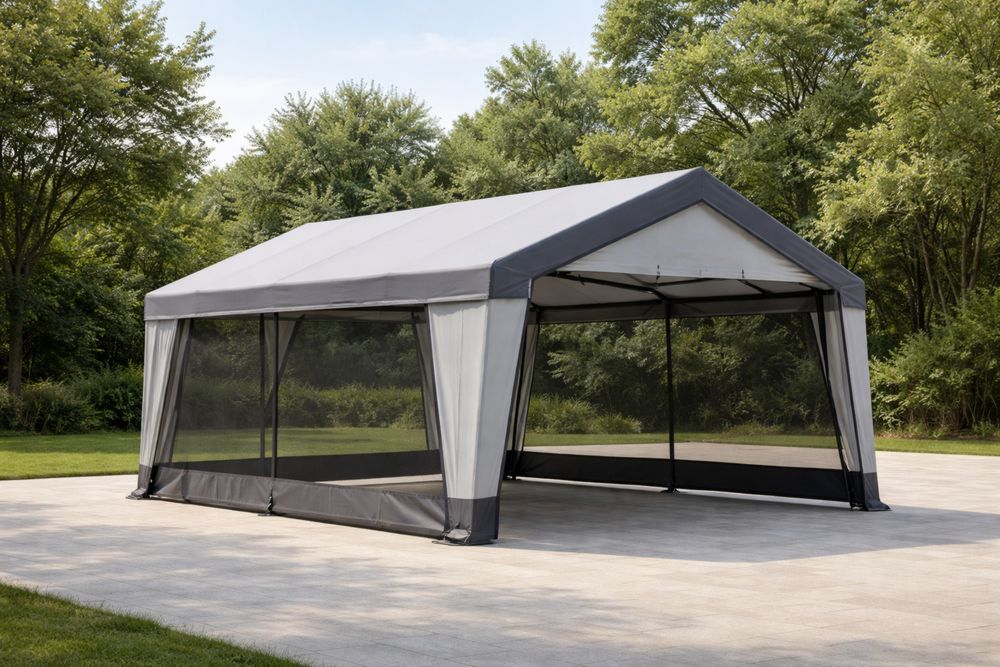 Outdoor Gazebo Tent with Steel Frame and Polyester Canopy-Lumestio