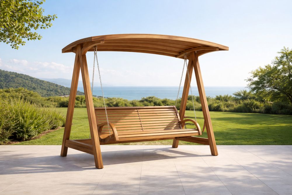 Teak Outdoor Swing with Canopy 200cm x 150cm x 220cm-Lumestio