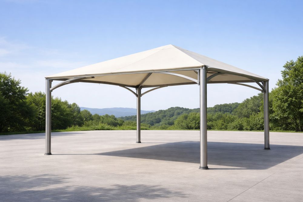 Outdoor Gazebo Canopy Beige 3m x 3m Steel Frame Polyester Cover-Lumestio
