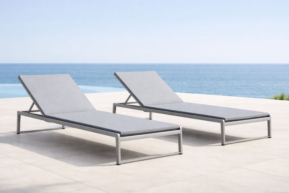 Outdoor Gray Aluminum Frame Sun Lounger Set with Polyester fiber fabric-Lumestio