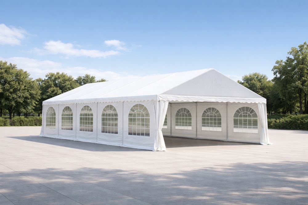 White Outdoor Party Tent with PVC and Steel Frame-Lumestio