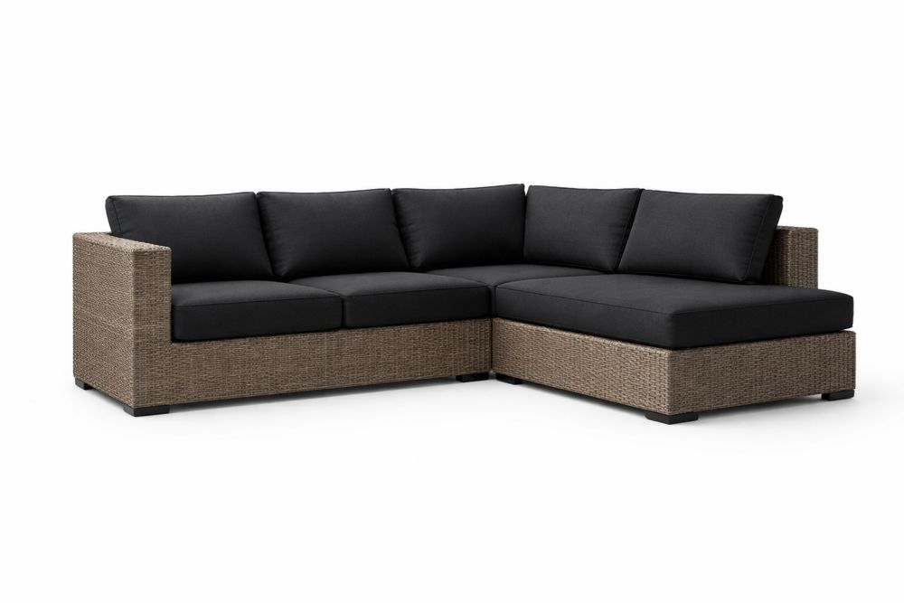 Wicker Rattan Outdoor Sectional Sofa with Polyester Cushions-Calmorano