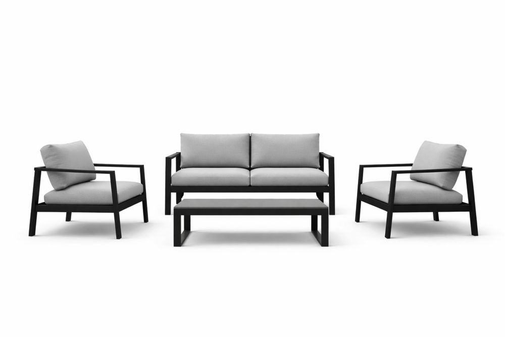 Outdoor Patio Set 4-Piece Steel Frame with Polyester Cushions-Calmorano