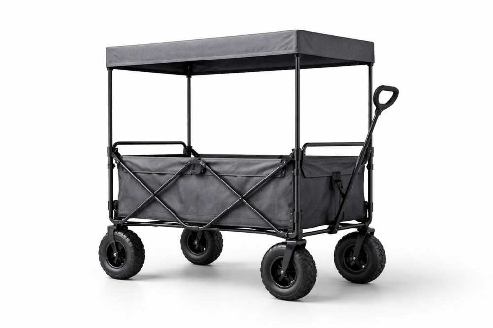 Folding Utility Wagon with Canopy and All-Terrain Wheels-Calmorano