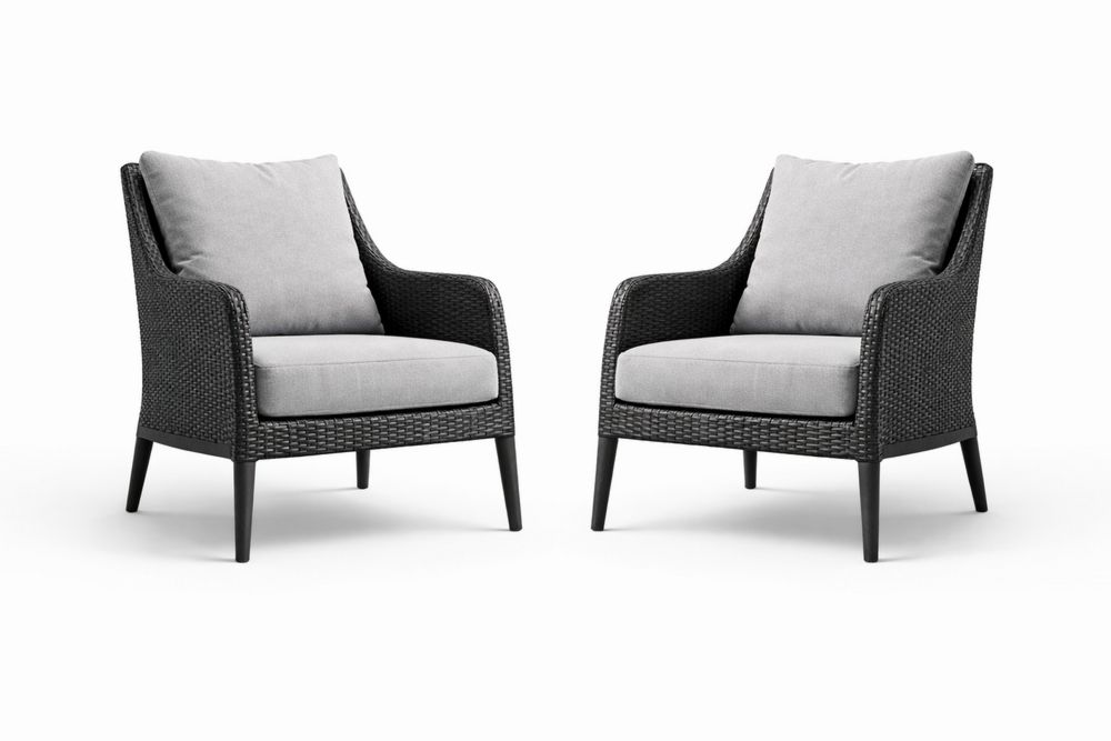 Outdoor Patio Chair Set Woven Resin Frame with Cushions-Calmorano