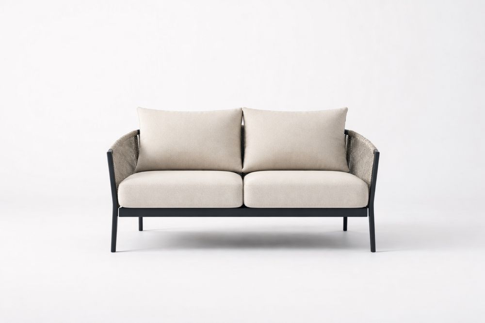 Outdoor Loveseat with Aluminum Frame and Cushion-Calmorano