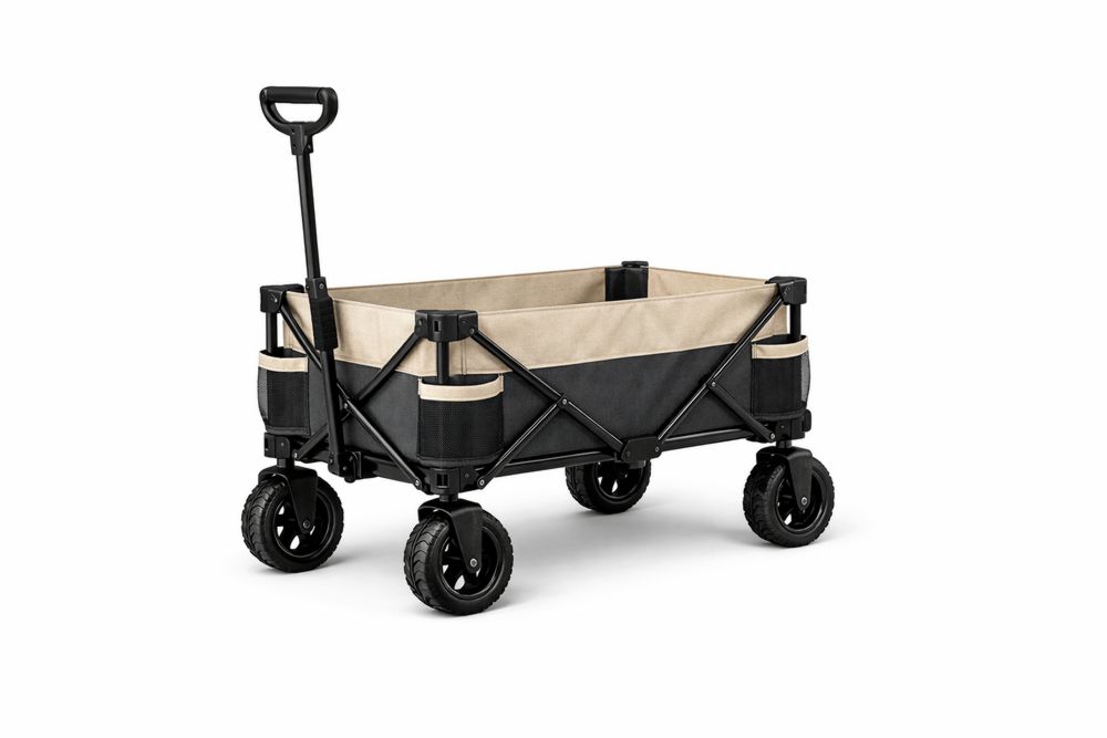 Collapsible Polyester Wagon with Steel Frame and Multi-Terrain Wheels-Calmorano