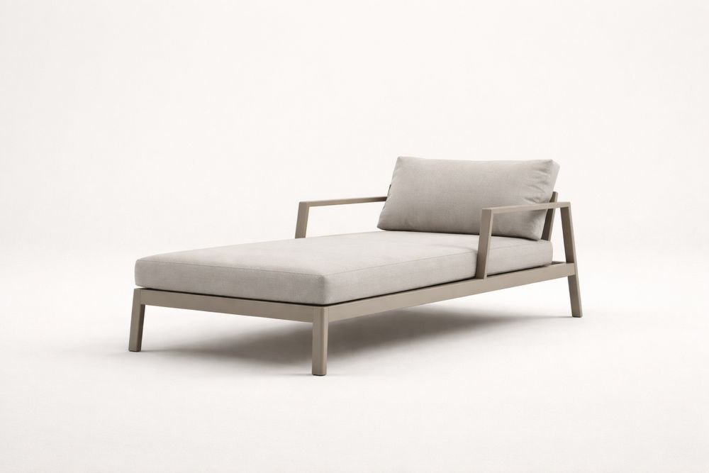 Outdoor Aluminum Frame Chaise Lounge with Beige Cushions-Calmorano