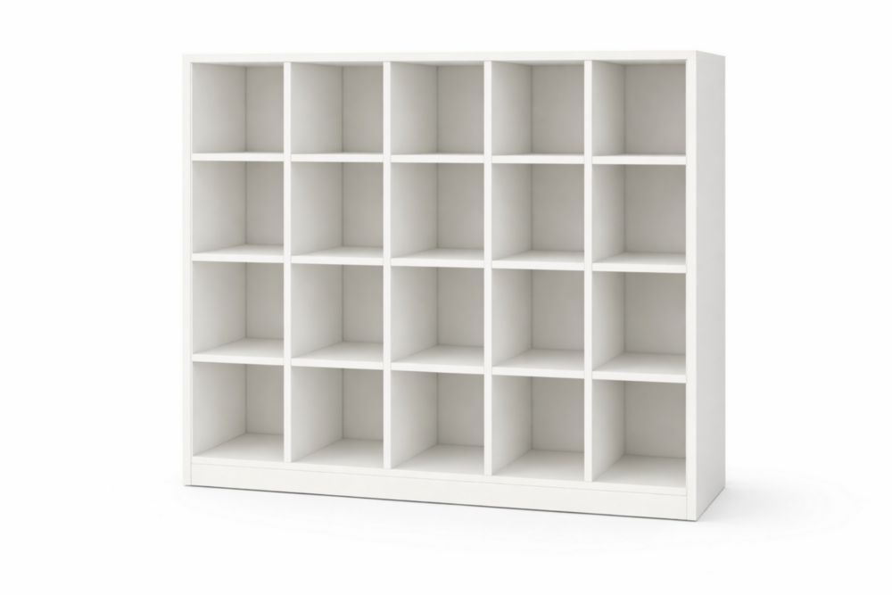 White Particleboard 20-Cube Storage Organizer 149cm x 149cm x 39cm
