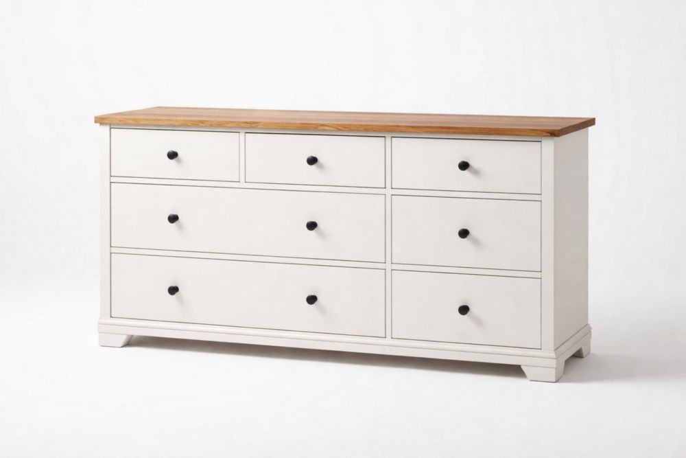 Wood and MDF Dresser White 7-Drawer 150cm