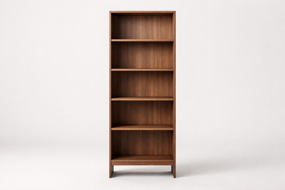 Walnut Wood Bookshelf with Five Shelves, 180cm Height