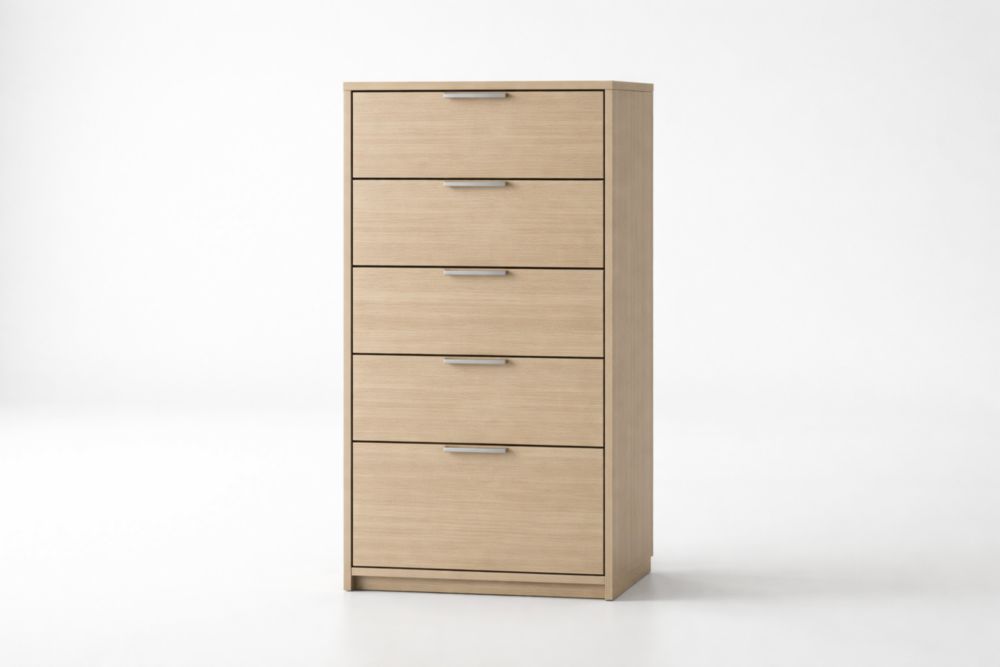 Wooden Five Drawer Dresser Natural Finish