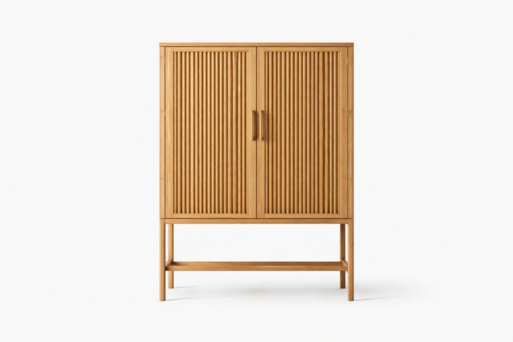 Solid Oak Double Door Storage Cabinet Height 150 cm