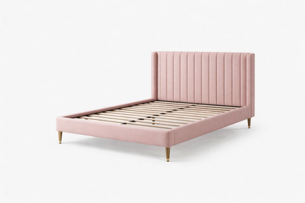 Velvet Upholstered Bed Frame with Headboard 200cm x 160cm