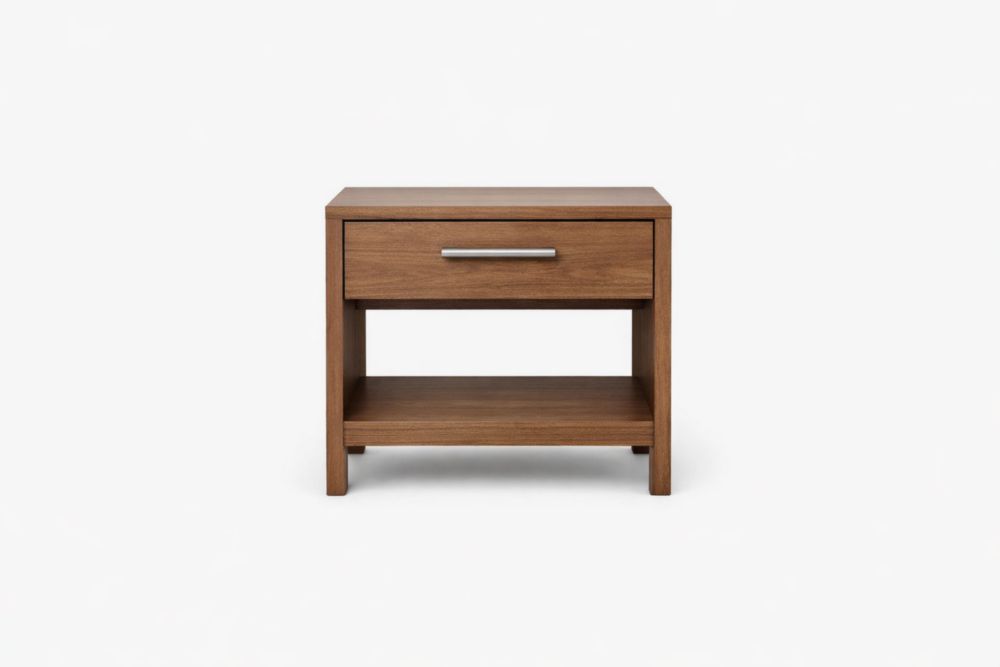 Wood Nightstand with Drawer and Shelf Brown Particle Board 60x40x50cm