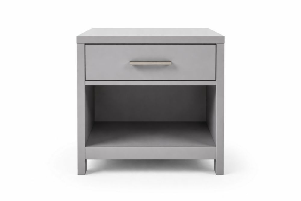 Gray Engineered Wood Nightstand with Drawer and Shelf 60cm x 40cm x 40cm