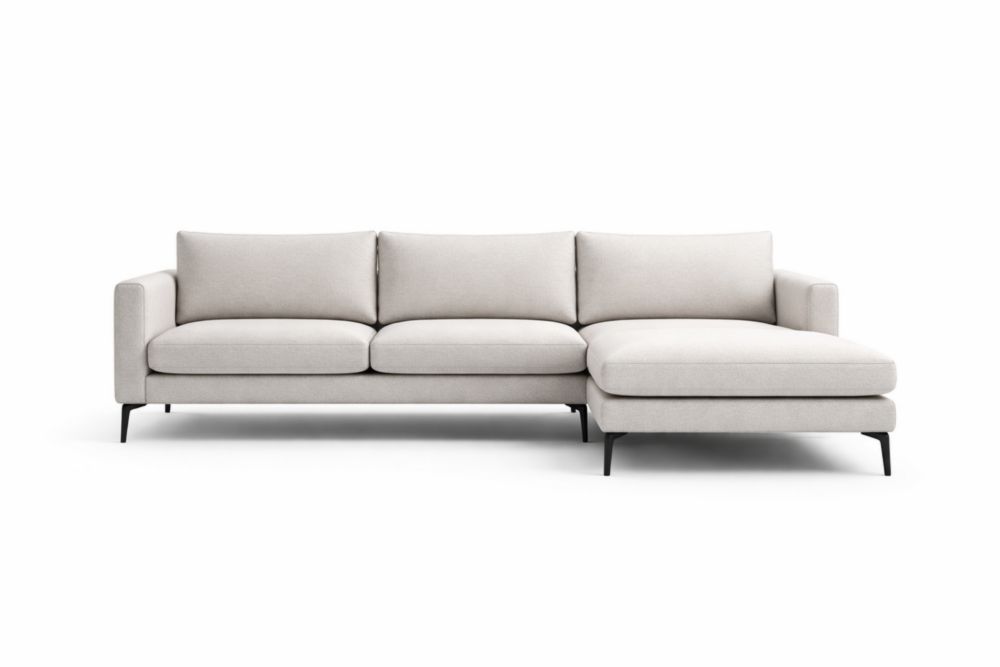 Light Gray Polyester Fabric Sectional Sofa with Steel Legs 280cm